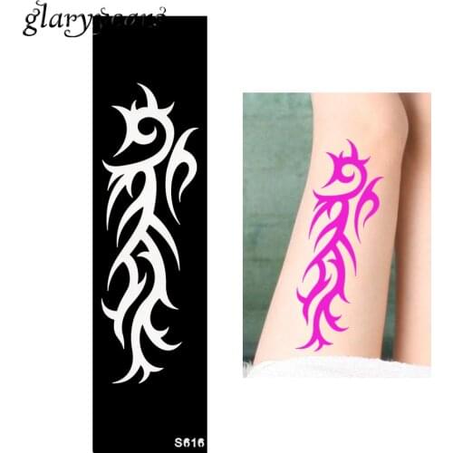 1 Piece Indian Henna Tattoo Stencil Strip Decorative Pattern Design Women Leg Body Art DIY Airbrush Painting Tattoo Stencil S616