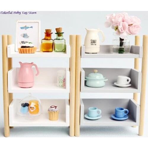 1:12 Scale Doll House Furniture Simulation bookshelf flower shelf storage rack Dollhouse Miniature Accessories