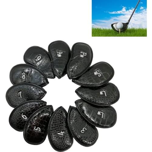 12pcs PU Golf Club Cap Exquisite Protector Iron Head Cover Set Sports Accessories