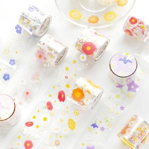 Washi Tape 1Pcs/Set Stickers Washitape School Supplies Stationery Transparent PET flowers Masking Tape Cute Washi Tape Set
