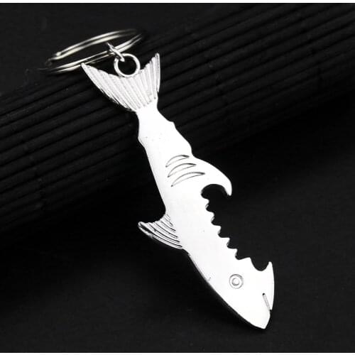 Creative Metal Shark-shape Keychain Beer Bottle Opener Personality Portable Utility Pendant Bar Restaurant Gift Kitchen Utensils