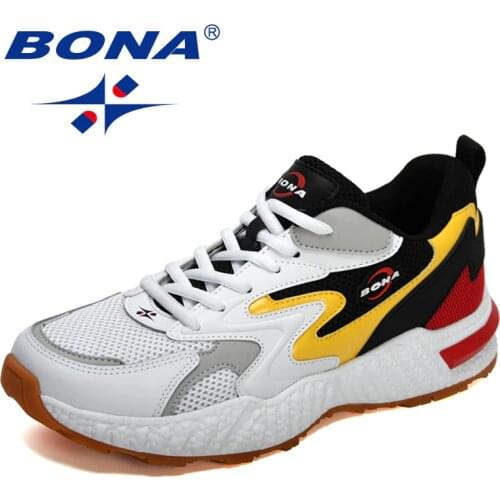 BONA 2021 New Designers Running Shoes Men Jogging Walking Shoes Man Outdoor Sports Lace-Up Athietic Sneakers Mansculino Comfy