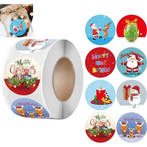Round Stickers Tags Christmas Day Decoration Gift Series Sticker Label Stationary Stickers Wrapping Gift Labels School Supplies