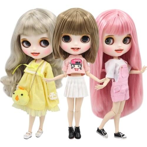 ICY DBS Blyth Doll 1/6 bjd customized face custom doll white skin joint body matte face with teeth 30cm