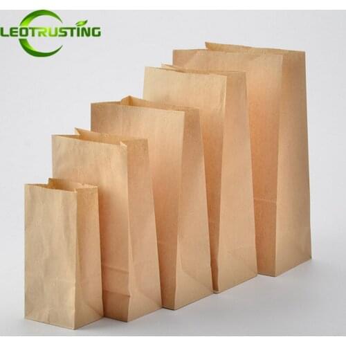 Leotrusting 100pcs 70gsm Kraft Paper Take-out Food Bags Small Gift Bags Wedding Party Birthday Gift Bages Vegetable Fruit Bags