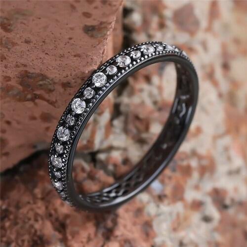 Minimalist Female Small Zircon Stone Ring 100% Real 925 Sterling Silver Ring Promise Love Engagement Rings For Women