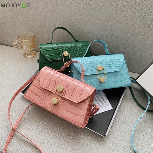 Fashion Women PU Leather Alligator Pattern Shoulder Messenger Crossbody Bag Ladies Vintage Small Top-handle Handbag Flap Purse