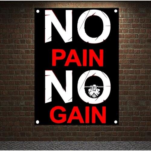 NO PAIN NO GAIN Motivational Workout Posters Exercise Banners Flags Wall Art Canvas Painting Tapestry Mural Gym Home Decor a1