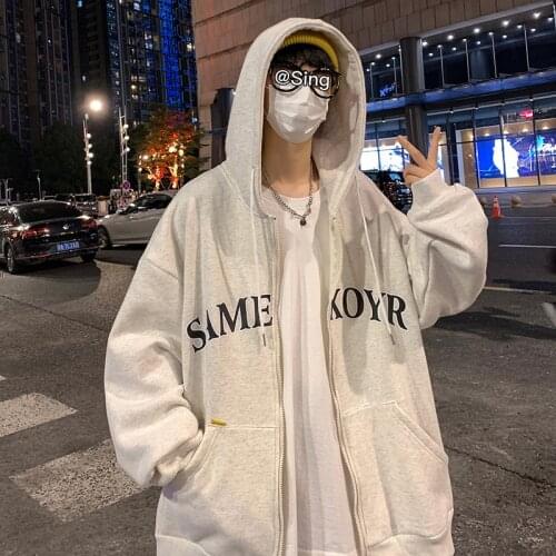 Men Comfy Zip up Hoodies Autumn Letter Printed Hooded Sweatshirt Men Hip Hop Hoodie For Men Classic Hoody Pullover Tops White