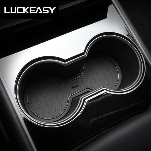 LUCKEASY Car Interior mat for Tesla Model 3 Tesla model Y Non-Slip Door groove pad/Center console storage pad/Cup Pad 8pcs/set