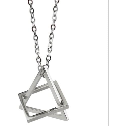 New Creative Geometric Triangle Pendant Necklace For Women & Men Collares Sport Fitness Chain Necklaces Mens Hip Hop Jewellery