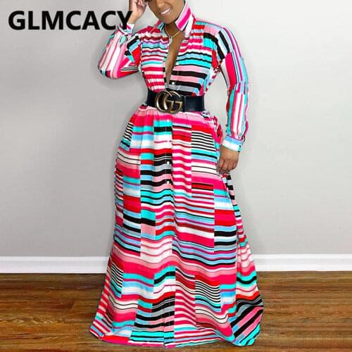 Long Sleeve Striped Maxi Dress Casual Loose Party Long Dress