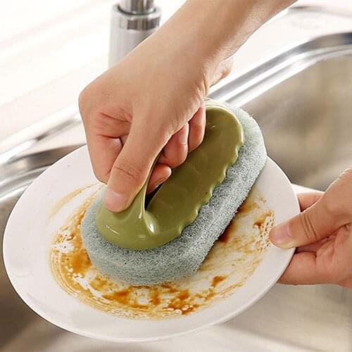 Kitchen Bathroom Tile Cleaning Pot Brush Handle Bathtub Brushes Thicker Sponge Hand Tools Household Cleaning Eco-friendly Tool