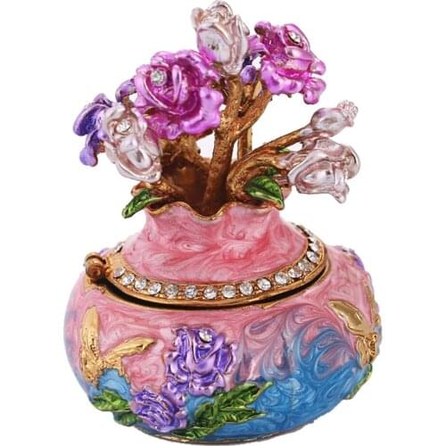 Enamel Vase Shaped Jewelry Box Storage Trinket Box Craft Wedding Favor Gift