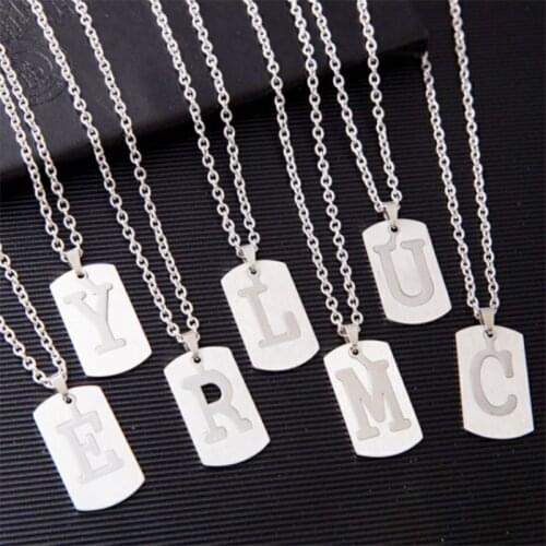 Hollow 26 Letter*A-Z* Tag Charm Men and Women Universal Stainless Steel Pendant Necklace DIY Jewelry Handicraft Friendship Gifts