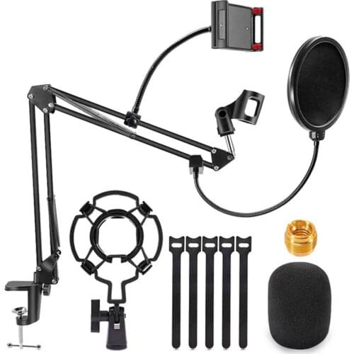 Portable microphone live broadcast stand set desktop cantilever stand shock absorber blowout net set condenser microphone stand