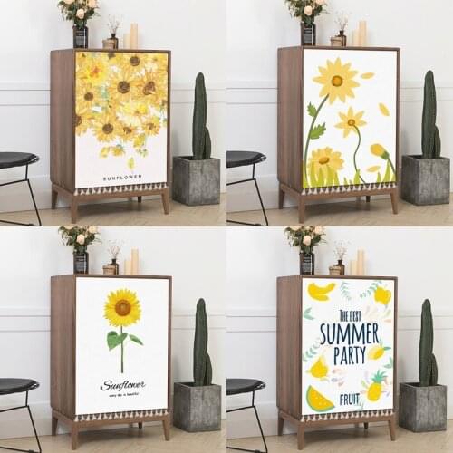 Sunflower Dust-proof Curtains Cabinet Curtain Half Curtains With Tassel Wardrobe Cover Washable For Kitchen Living Room Decor