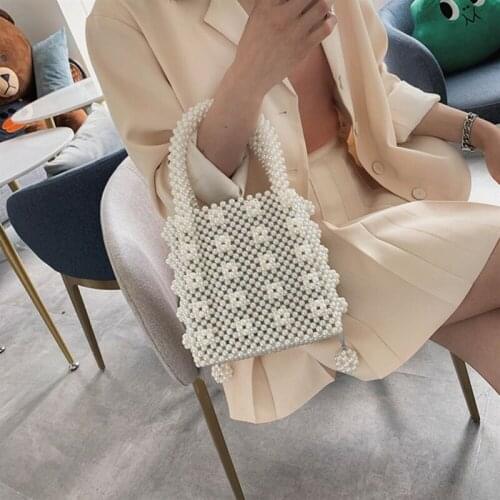 Luxury Women Handbags Beaded Bag Pearl Weave Crystal Evening Bag Purse Vintage Clutch Bag /BY