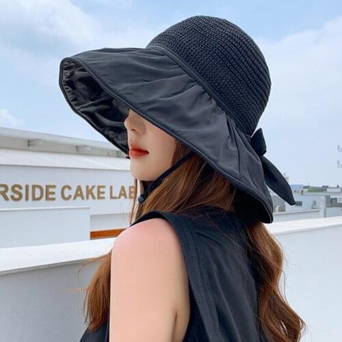 Summer Hats For Women Foldable Sun Hat Solid Color Visor Suncreen Floppy Cap Female Outdoor Casual Fishermans hat