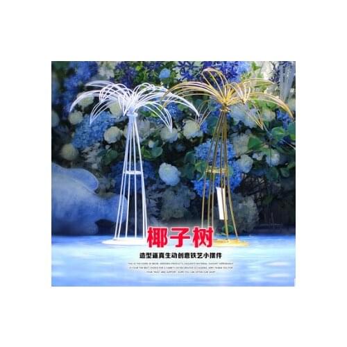 Wedding props iron coconut tree table flower arrangement wedding stage decoration road leads to the welcome area decoration arra