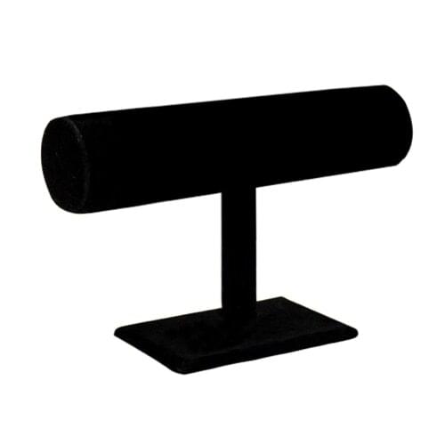 T-shaped velvet display unit for bracelets and watches Black
