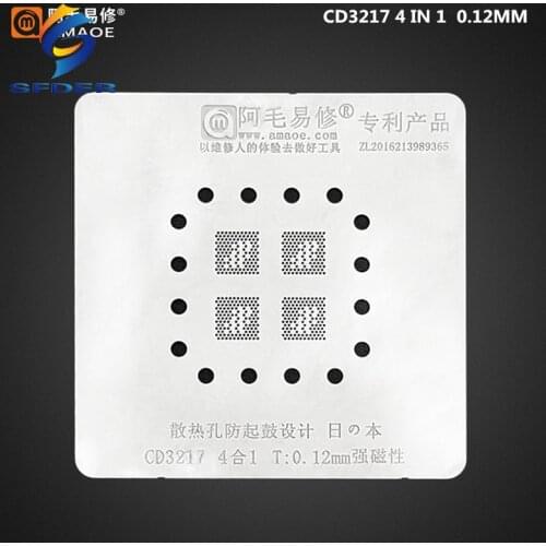 0.12MM 4 IN 1 Amaoe BGA Reballing Stencil CD3217 CD3217B12 For Mac Pro A2159 A1989 A1990 A1708 A1706 Mainboard Repair Tools
