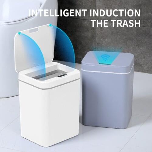 14/16L Smart Trash Can Fully Automatic with Covered Home Living Room Kitchen Bedroom Bathroom Creative Waste Bins Trash Cans