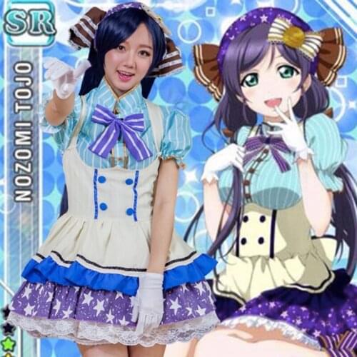 Japanese anime Love Live Candy Maid Uniform Lovelive Nozomi Tojo Cosplay Costume Women Role Play Princess Lolita Fancy Dress