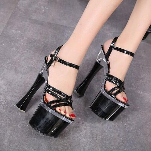 2019 New Women Shoes Sandals Steel Pipe Dance Shoes Super High Heel 17.5cm Peep Toe Thick Soles Platforms Bridal Shoes 34-40