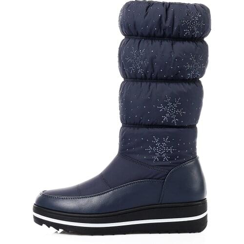 Big Size Mid-Calf Boots for Women 2020 Winter Fashion Snow Booties Waterproof Thick Fur Shoes Woman Chunky Boots