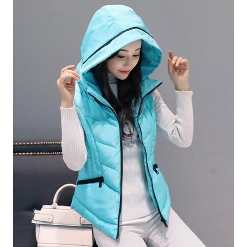 NEW WOMEN AUTUMN WINTER HOODED VEST SHORT SLIM FEMALE PARKAS WAISTCOAT COTTON WADDING 2017 HOT SALE HIGH QUALITY ZL482
