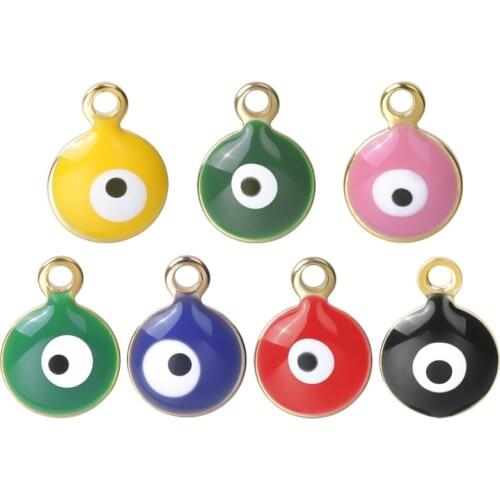 10Pcs Stainless Steel 8mm Mix Color Lucky Evil Eye Connectors Charms Making Handmade Bracelet For Necklaces Jewelry Making