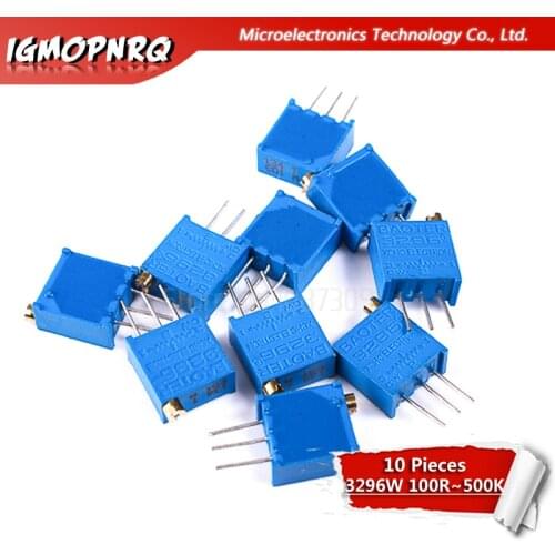 10pcs 3296W series resistanceohm Trimpot Trimmer Potentiometer 1K 2K 5K 10K 20K 50K 100K 200K 500K 1M 100R 200R 500R 3296W 103