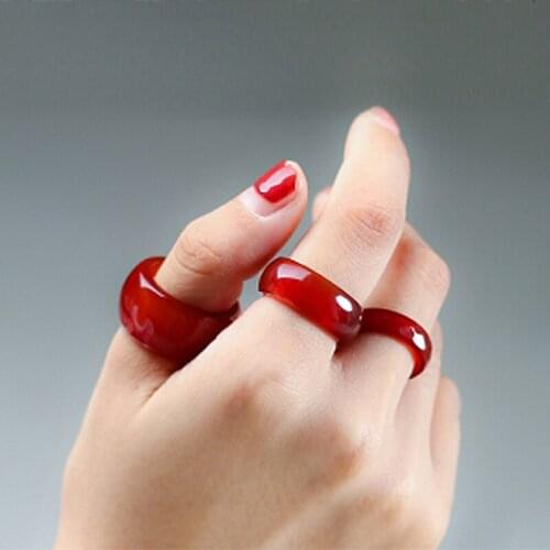 Glamour Luxury Class Natural Red Ring Men and Women Classic Pair Boutique Jewelry Gifts 100% Real Agate