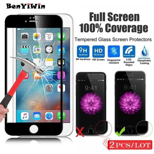 2PCS Scratch Proof Protective Film case For iPhone 5 5S 5C SE 6 6S 7 8 Plus X XR XS 11 Pro MAX Full Screen Cover Tempered Glass