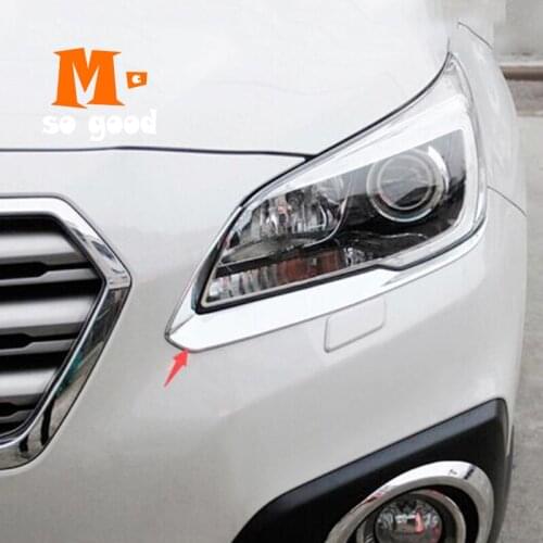 2015 2016 For Subaru Outback ABS Chrome Car front light lamp Headlamps Eyebrow strip Moulding Accessories Cover Trim 2pcs