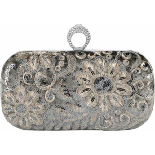 2020 women diamond ring clutch bags sequins flowers wedding banquet purse with chain bling dinner wallets drop shipping MN1533