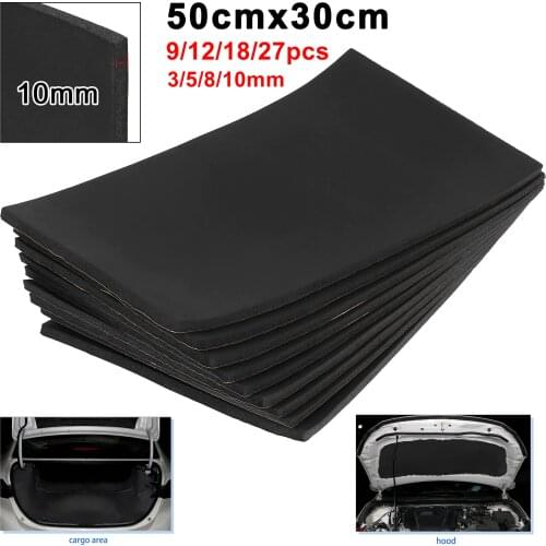 9/18pcs 3/5/8/10mm 30x50cm Car Sound Hot Deadener Insulation Mat Foam Cotton Blend Engine Firewall Heat Deadening Cotton
