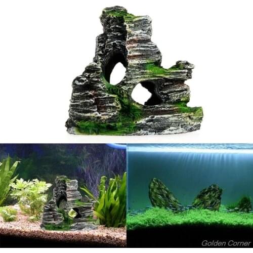 Mountain View Aquarium Rockery Hiding Cave Tree Fish Tank Ornament Decoration F03 21 Dropshipping
