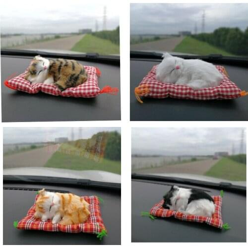 Car Ornaments Simulation Sleeping Cats Interior Decoration Cute Kitten Dolls Children Gift Toys Creative Automobile Accessories