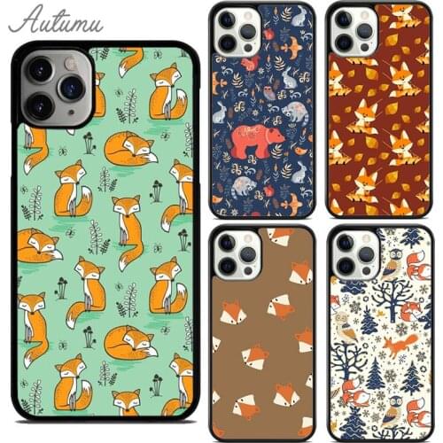 Cute Fox In Autumn leaves forest Phone Case for iPhone 11 12 Pro Max mini X XR XS SE 2020 5 6S 7 8 Plus Galaxy S8 S9 S10 Cover