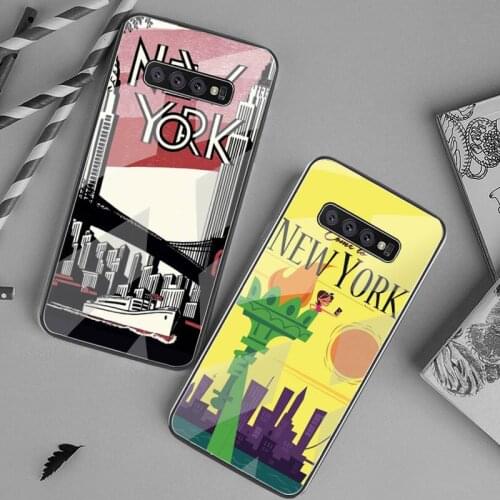 New York City Poster Phone Case Tempered Glass For Samsung S20 Plus S7 S8 S9 S10 Plus Note 8 9 10 Plus
