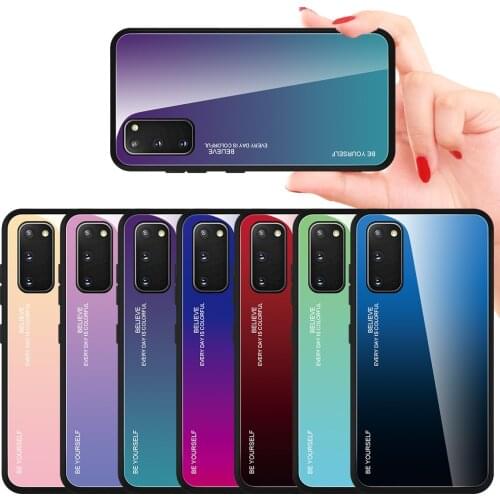 Tempered Glass Case For Samsung Galaxy S20 S21 FE S10 S9 S8 Note 20 Ultra 10 Plus 9 8 Gradient Painted Cover Silicone Frame Case