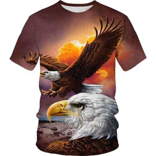Spreading wings eagle summer mens oversized T-shirt 3D digital graphics T-shirt cool anime mens comfortable top short sleeves