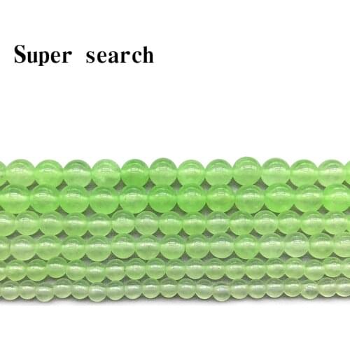 Chalcedony Light green Natural White Stone loose Round Chalcedony Beads For Jewelry Making DIY Bracelet Woman Necklace6 8 10MM