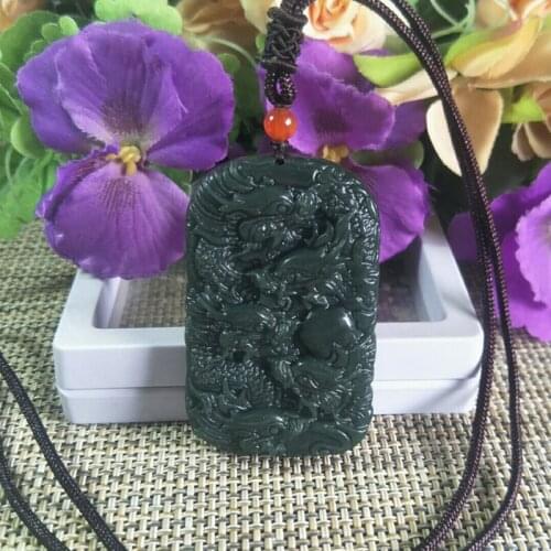 Natural Hetian Jade Hand Carving Nine Dragons Jade Pendant Jewelery Lucky Exorcise Evil Spirits Auspicious Amulet Fine Jewelery