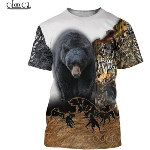 HX Newest Animal Bear/Deer Hunting T Shirt 3D Print Tops Harajuku Fashion Tees Women Mens T-Shirt Clothing Drop Shipping