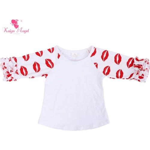 Kaiya Angel Factory wholesale 2018 Hot Grils Boys Ruffle Raglan Shirts Icing Casual Christmas Halloween Baby Top Fashion Shirts