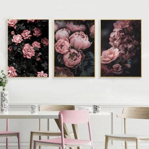 Peony Rose Flower Canvas Wall Art Painting Decoration Picture for Living Room Nordic Poster Botanical Scandinavian Style Print