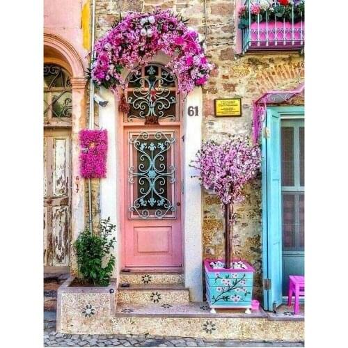 Kexinzu Full Diamond Embroidery Diy 5D Diamond Painting Cross Stitch "Flower gate scenery" Full Drill Home Room Decor Y27838